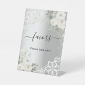 Panneau de faveur de guest floral blanc argenté en (Recto)