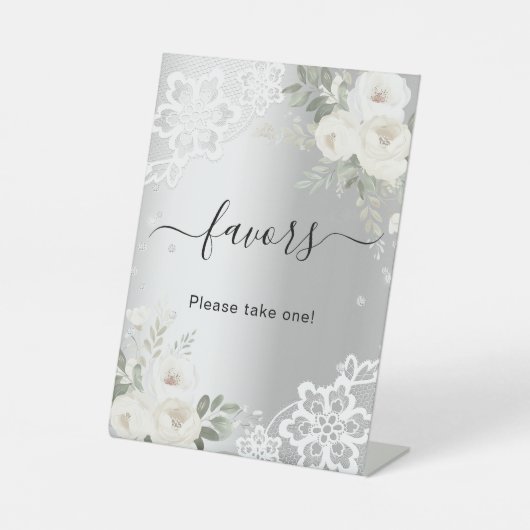 Panneau de faveur de mariage en dentelle florale b (Recto)