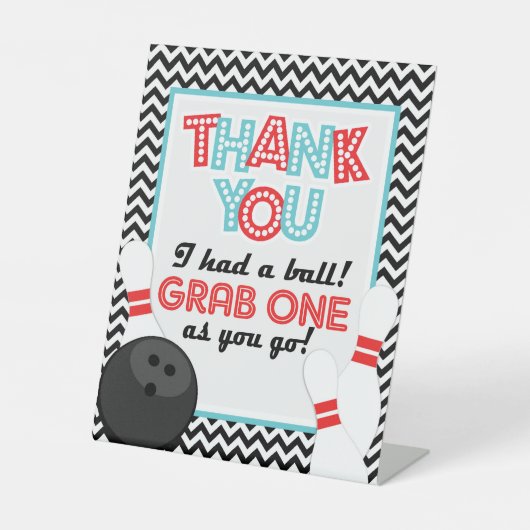 Panneau de faveur de soirée bowling Chevron Rétro (Recto)