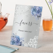 Panneau de faveur des invités en dentelle bleu arg (In SItu)