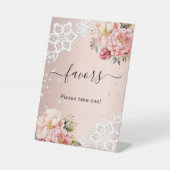 Panneau de faveur en dentelle florale rose (Recto)