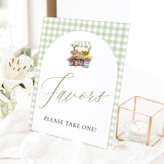 Panneau de faveurs de gingham vert frais du marché