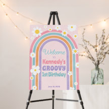 Panneau de fête d'anniversaire Fleur super Arc en