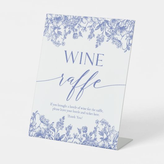 Panneau de Fête des mariées Blue Floral Wine Raffl (Recto)