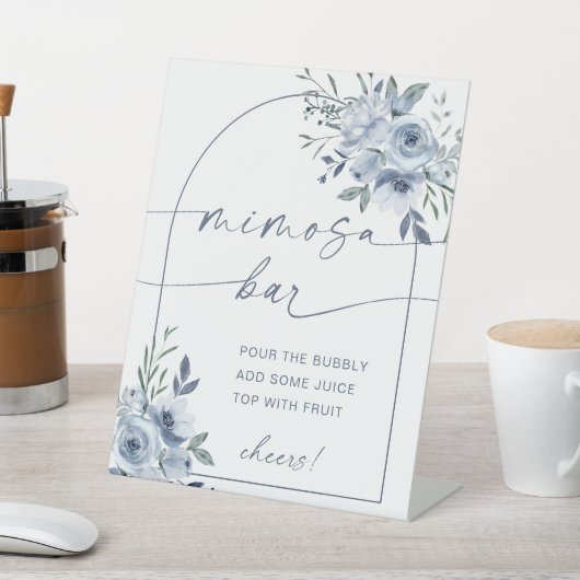 Panneau de Fête des mariées Dusty Blue Mimosa Bar (In SItu)