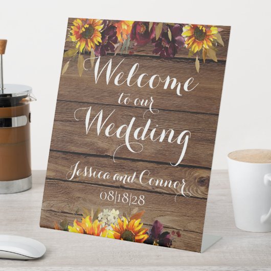 Panneau de grange rustique Soleil & Vin Bienvenue  (In SItu)