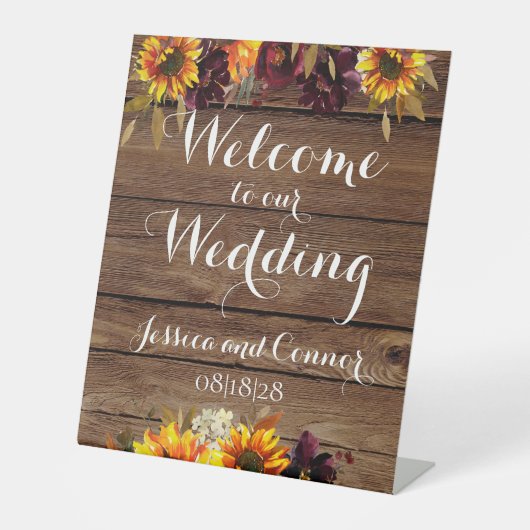 Panneau de grange rustique Soleil & Vin Bienvenue  (Recto)