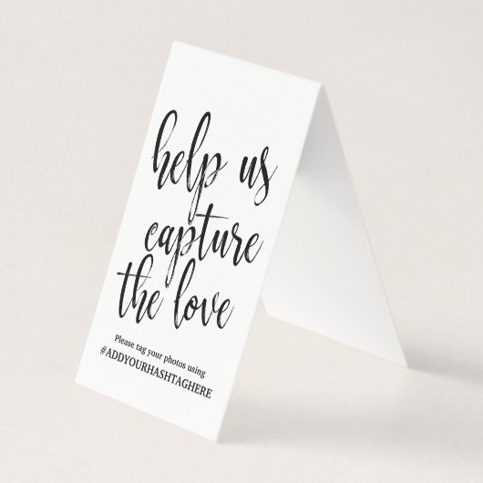 Panneau de hashtag de mariage Calligraphie Noir et (Front)