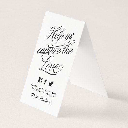 Panneau de hashtag Mariage personnalisé noir et bl (Front)