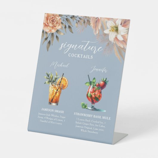 Panneau de la barre Cocktails Dusty Blue Signature (Recto)