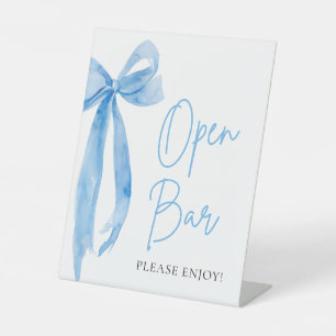 Panneau de la barre ouverte Elegant Dusty Blue Bow