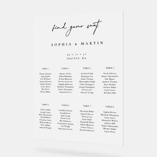 Panneau de la carte de siège acrylique dépoli mini (Angle)