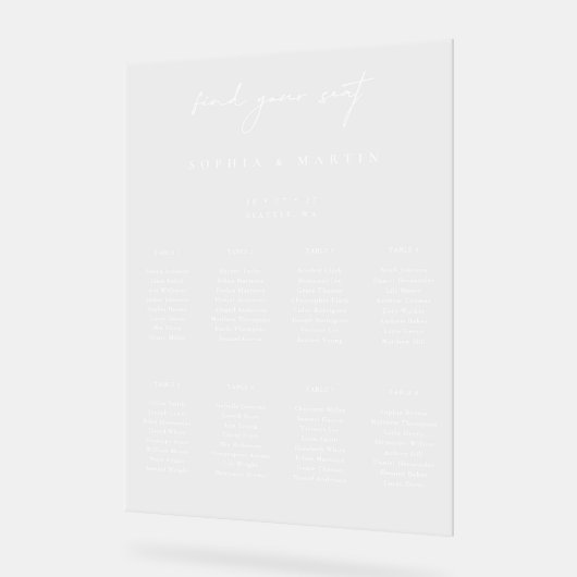 Panneau de la carte de siège en acrylique minimali (Angle)