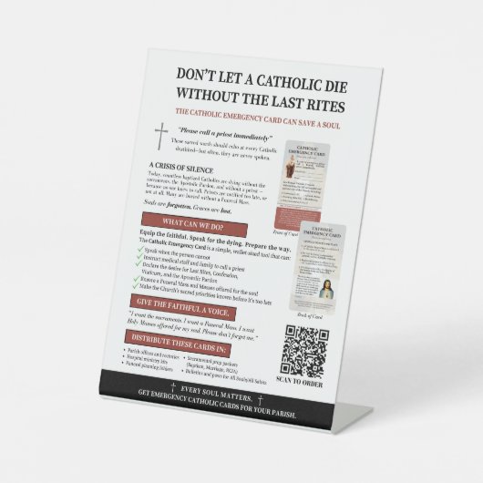 Panneau de la carte d'urgence catholique (Recto)