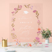 Panneau de la fête de graduation florale rose (Mariage)