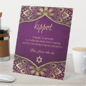 Panneau de la table Kippah Yarmulke Gold Mandala (In SItu)