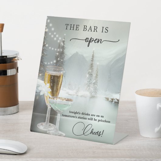 Panneau de la table Open Bar du Mariage de Noël (In SItu)