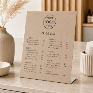 Panneau de liste de prix Panneau de menu Kraft p