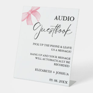 Panneau de livre d'or audio de mariage à ruban ros