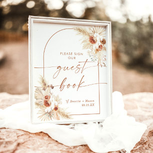 Panneau de livre d'or de mariage Boho   Herbe de P