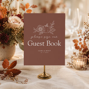 Panneau de livre d'or de mariage citrouille rouill