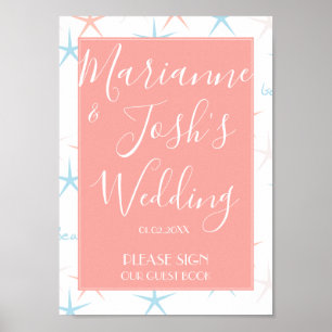 Panneau de livre d'or de mariage étoile de mer océ