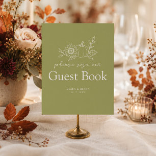 Panneau de livre d'or de mariage tournesol citroui