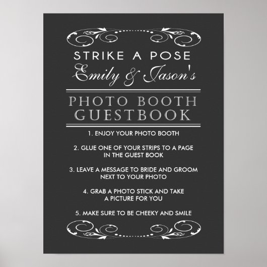 Panneau de livre d'or de photomaton de mariage (Devant)