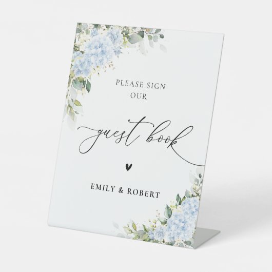 Panneau de livre d'or floral Hydrangea Bleu (Recto)