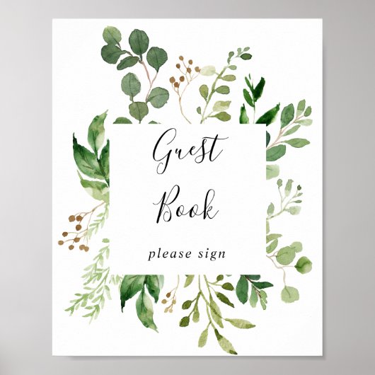 Panneau de livre d'or floral marron simple Eucalyp (Devant)