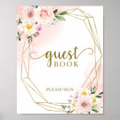 Panneau de livre d'or géométrique floral rose tend (Devant)