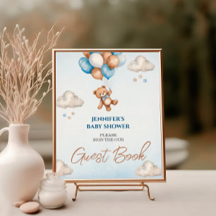 Panneau de livre d'or Ourson Bleu Fantaisiste