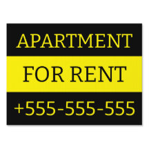 Panneau de location d'appartement simple JAUNE NOI