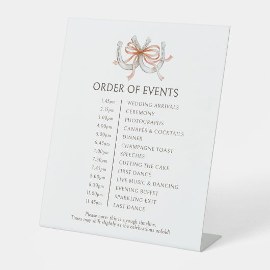 Panneau de l'ordre des événements de mariage fer à (Recto)