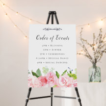 Panneau de l'ordre des événements de Quinceañera