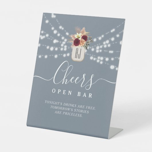 Panneau de mariage à bar ouvert Bleu Poussiéreux (Recto)