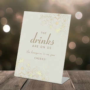 Panneau de mariage à bar ouvert Fleurs en or Ivory