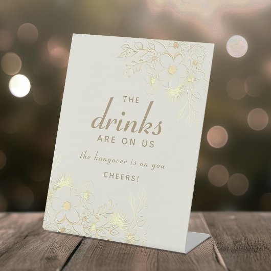 Panneau de mariage à bar ouvert Fleurs en or Ivory