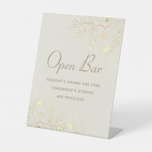 Panneau de mariage à bar ouvert floral or (Recto)