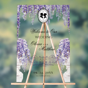 Panneau de mariage aux florales lilas élégantes vi