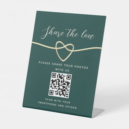 Panneau de mariage avec code QR vert émeraude (Recto)