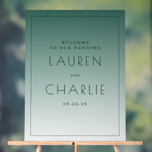 Panneau de mariage avec dégradé de sarcelle serein