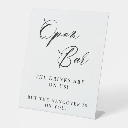 Panneau de mariage Bar Ouvert | Calligraphie moder (Recto)