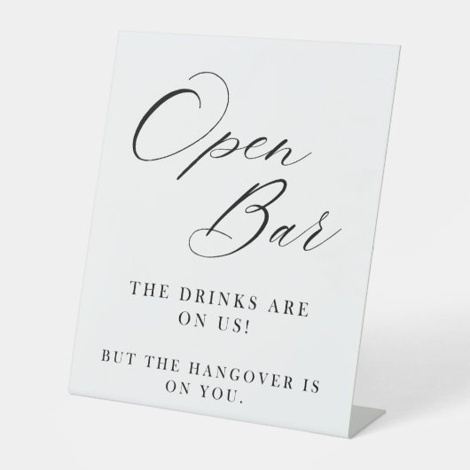 Panneau de mariage Bar Ouvert | Calligraphie moder (Recto)