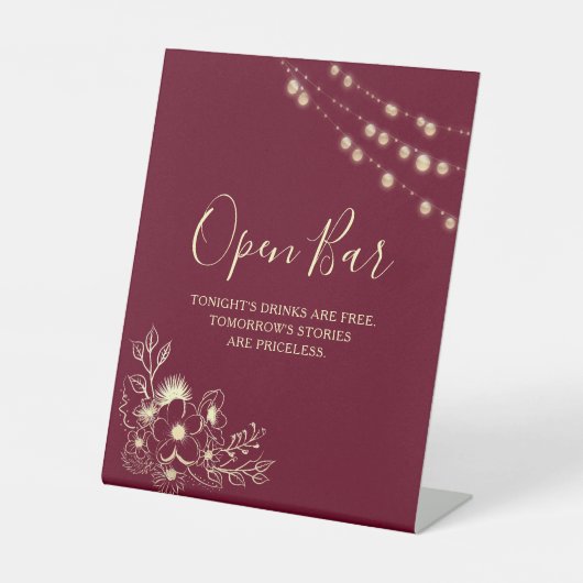 Panneau de mariage Bar Ouvert Or Bourgogne (Recto)