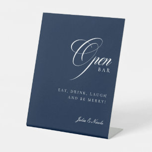 Panneau de mariage Boissons Bar Ouvert Bleu Ivoire