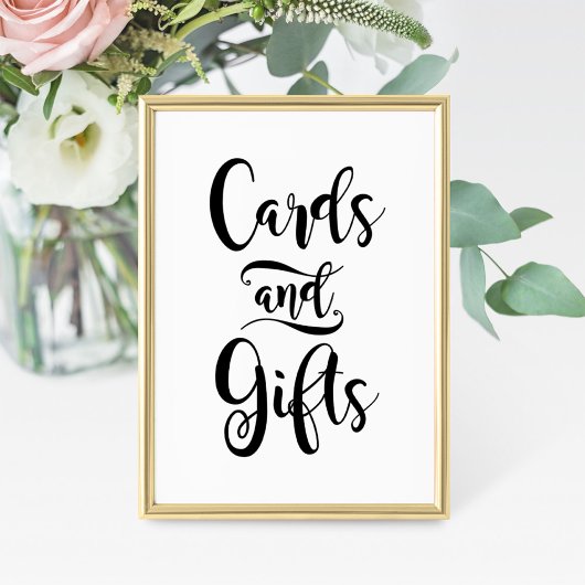 Panneau de mariage Cartes et Cadeaux en écriture p