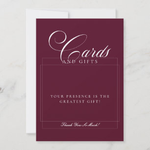 Panneau de mariage Cartes et Cadeaux Ivory Burgund
