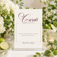 Panneau de mariage Cartes et Cadeaux Ivory Burgund