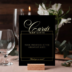 Panneau de mariage Cartes et Cadeaux Noir Chic Cla